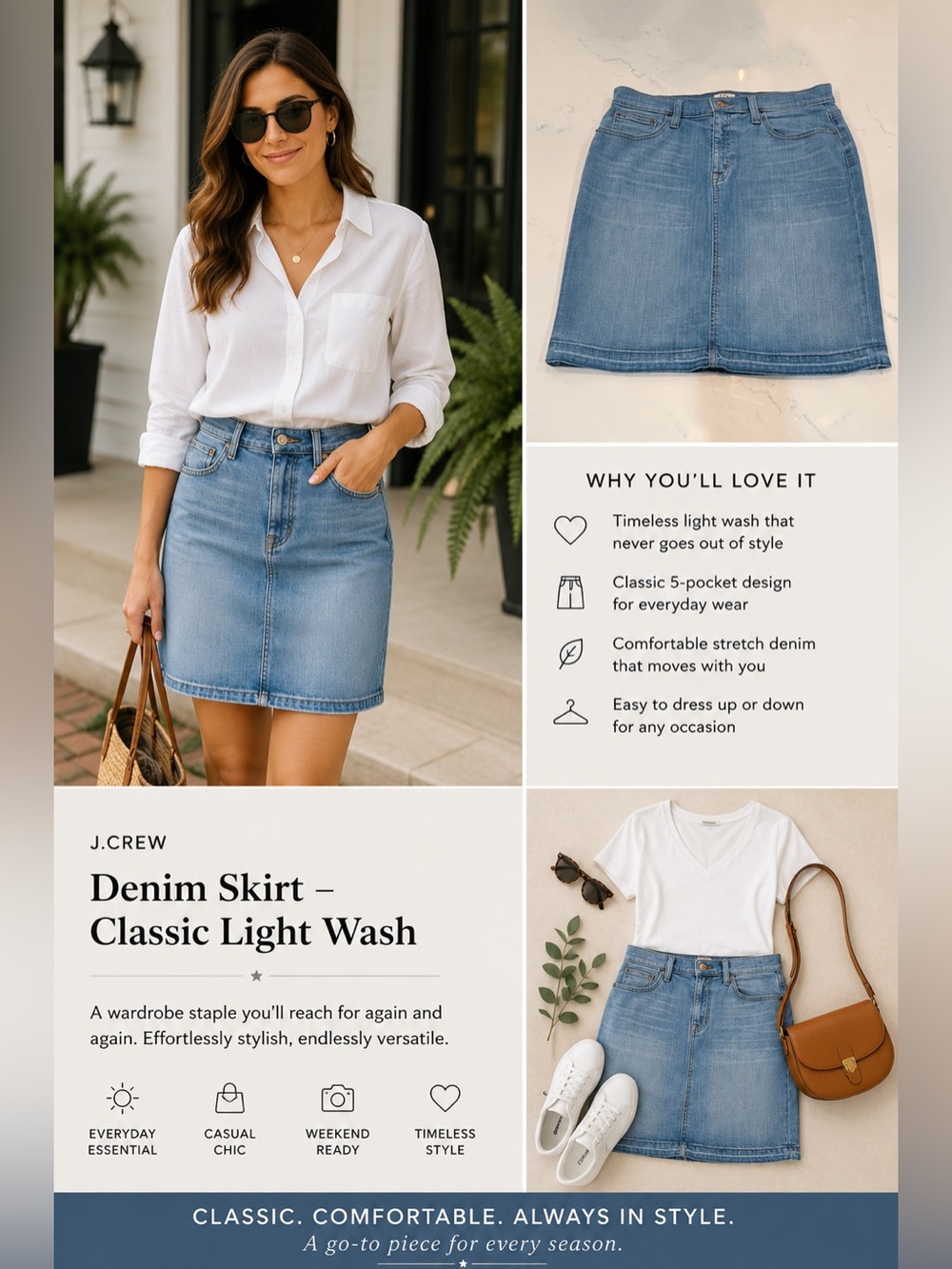 J.Crew Denim Skirt – Classic Light Wash